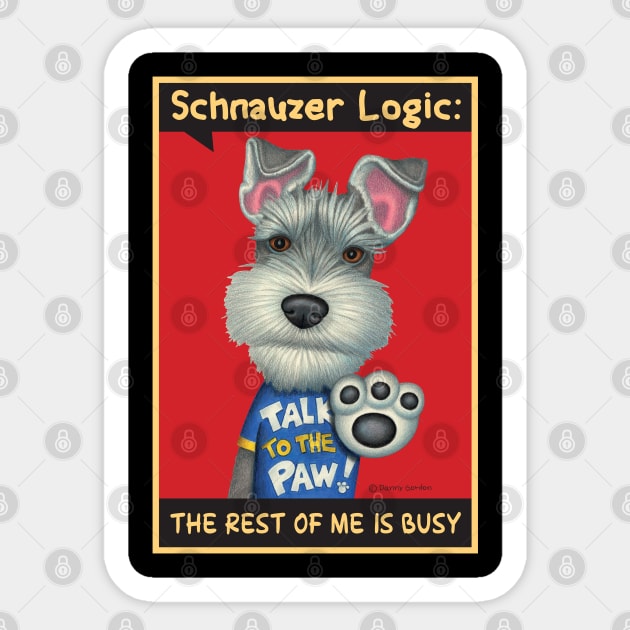 Schnauzer wearing blue shirt Sticker by Danny Gordon Art